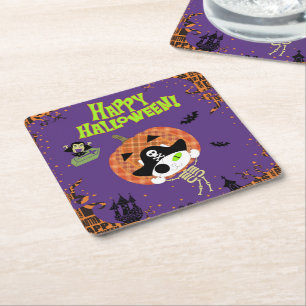 Porta-copo De Papel Quadrado Gato de esqueleto pirata