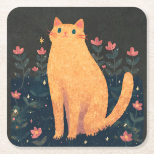 Porta-copo De Papel Quadrado Gato de Laranja Russo