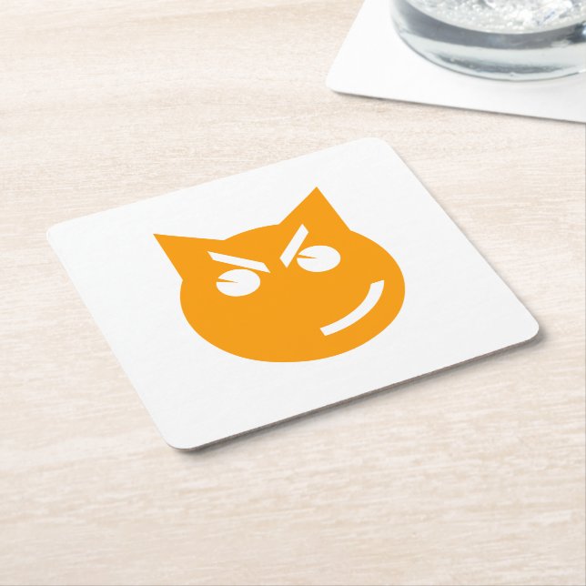 Porta-copo De Papel Quadrado Gato Emoji Esmirante (Inclinado)