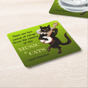 Porta-copo De Papel Quadrado Gato Musical Fofo Dois Meios de Refúgio Schweitzer