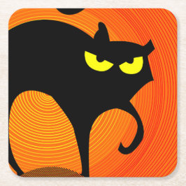 Porta-copo De Papel Quadrado Gato Negro