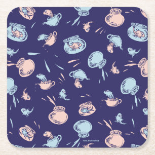 Porta-copo De Papel Quadrado Gato No Chapéu   O padrão de peixe