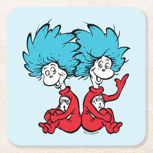 Porta-copo De Papel Quadrado Gato no Chapéu Uma Coisa e Duas Coisas (Frente)