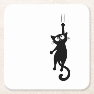 Porta-copo De Papel Quadrado Gato Preto Arte Minimalista Imprimível, Modo Fofo