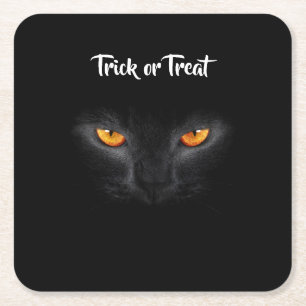 Porta-copo De Papel Quadrado Gato preto Halloween
