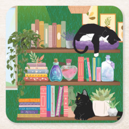 Porta-copo De Papel Quadrado Gatos da livraria