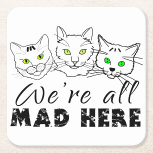 Porta-copo De Papel Quadrado Gatos - Estamos todos loucos aqui