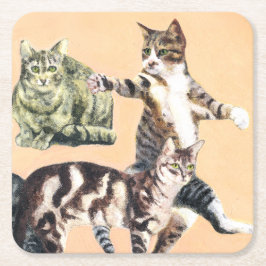 Porta-copo De Papel Quadrado Gatos indo jogar