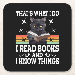 Porta-copo De Papel Quadrado Gatos Retro Livros O Leitor Halloween Lendo Presen