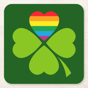 Porta-copo De Papel Quadrado Gay Lucky Clover