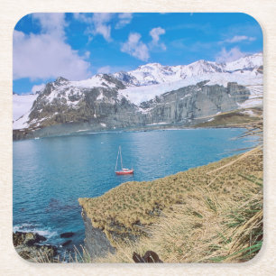 Porta-copo De Papel Quadrado Geleiras e iates de velejação em fundo