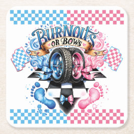 Porta-copo De Papel Quadrado Gênero Revela Arcos e Pneus cor-de-rosa e azuis