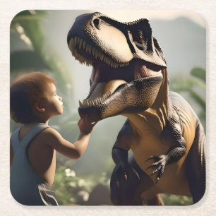 Porta-copo De Papel Quadrado Gentil Giant: O amável T-Rex que ama um Pat