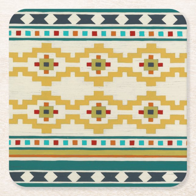 Porta-copo De Papel Quadrado Geometria do Sudoeste III (Frente)