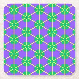 Porta-copo De Papel Quadrado Geometric Starburst in Purple, Green and Yellow