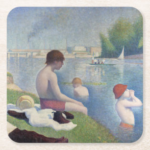 Porta-copo De Papel Quadrado Georges Seurat - Bathers no Asnieres