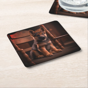 Porta-copo De Papel Quadrado German shepherd