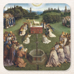 Porta-copo De Papel Quadrado Ghent Altarpart(detalhe), Van Eyck Brothers