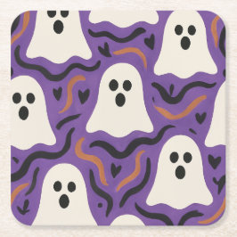Porta-copo De Papel Quadrado Ghost Pattern Halloween