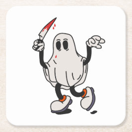 Porta-copo De Papel Quadrado Ghost with blood knife