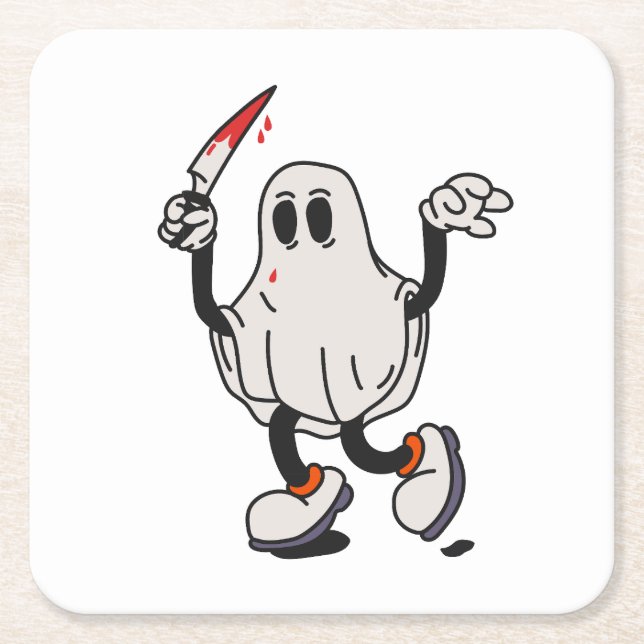 Porta-copo De Papel Quadrado Ghost with blood knife (Frente)