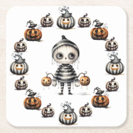 Porta-copo De Papel Quadrado Ghoul e Pumpkins bonitinhos