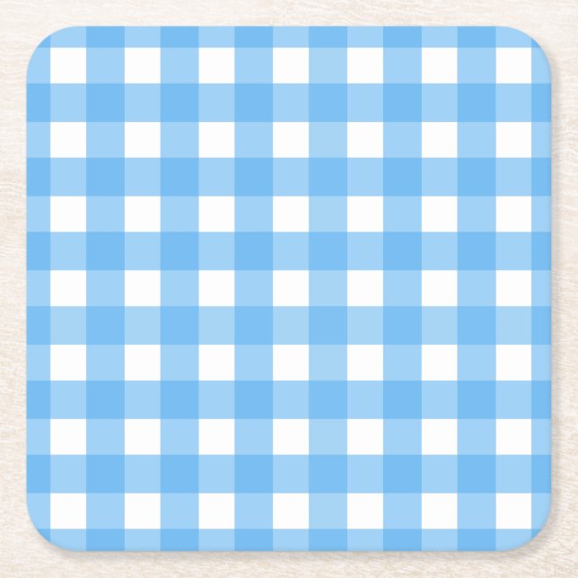 Porta-copo De Papel Quadrado Gingham azul (Frente)