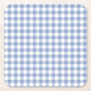 Porta-copo De Papel Quadrado Gingham Clássico Azul Verificado