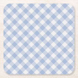 Porta-copo De Papel Quadrado Gingham Clássico Azul Verificado