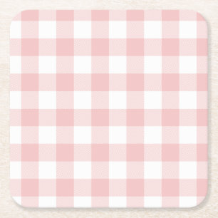 Porta-copo De Papel Quadrado Gingham da Xadrez de Buffalo, Rosa e Branco