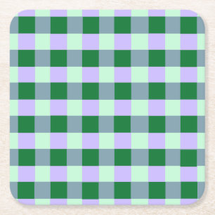 Porta-copo De Papel Quadrado Gingham Verde e Lavanda Stripes Karo Padrão
