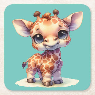 Porta-copo De Papel Quadrado Girafa-bebê bonitinha de água