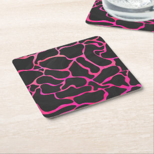 Porta-copo De Papel Quadrado Giraffe Hot Pink e Impressão preto