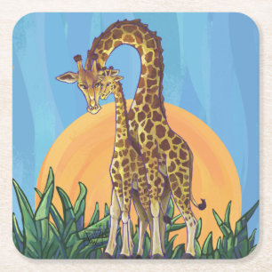 Porta-copo De Papel Quadrado Giraffe Mama e Bebê
