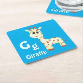 Porta-copo De Papel Quadrado Giraffe personaliza ABC: Carta G - Adicionar seu n