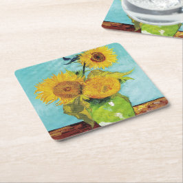 Porta-copo De Papel Quadrado Girassóis Vincent van Gogh