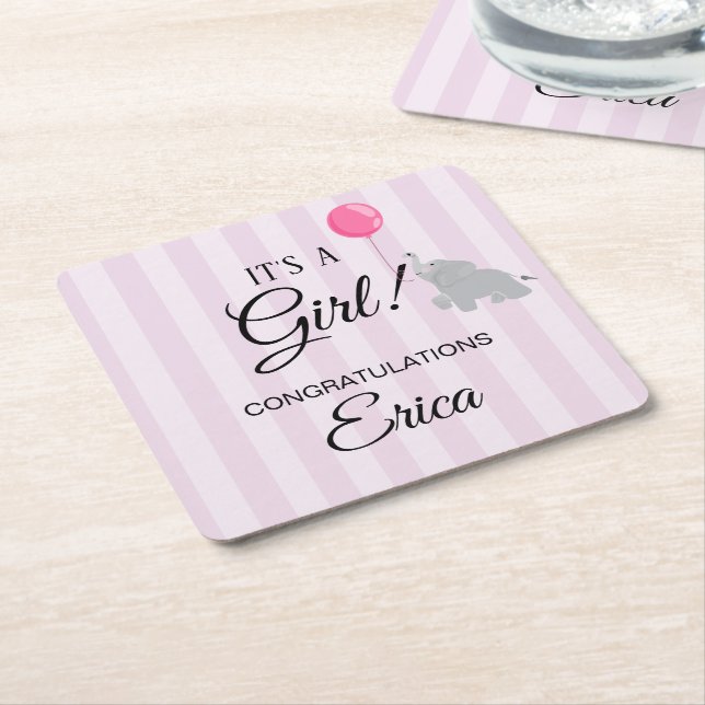 Porta-copo De Papel Quadrado Girl Baby Shower (Inclinado)