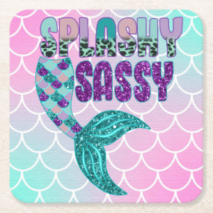 Porta-copo De Papel Quadrado Girly Splashy Sassy Pink Roxo - Púrpura - Cauda da