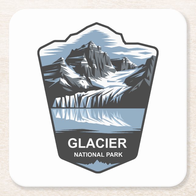 Porta-copo De Papel Quadrado Glacier National Park Emblem (Frente)