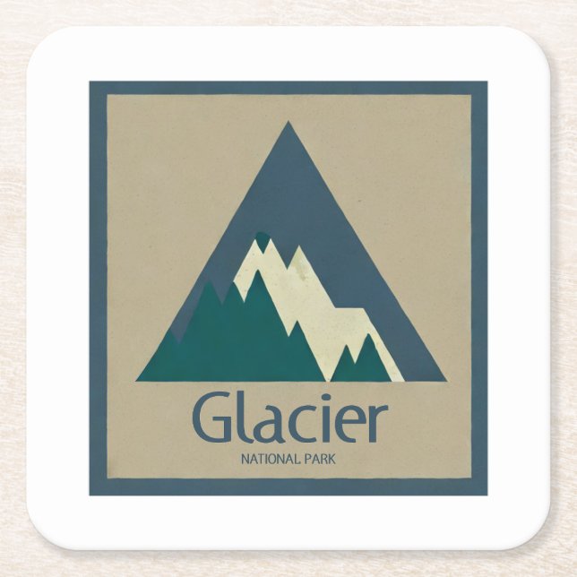 Porta-copo De Papel Quadrado Glacier National Park Rustic (Frente)