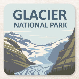 Porta-copo De Papel Quadrado Glacier National Park Viagem Art