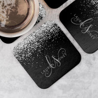 Glam Black Silver Glitter Monograma