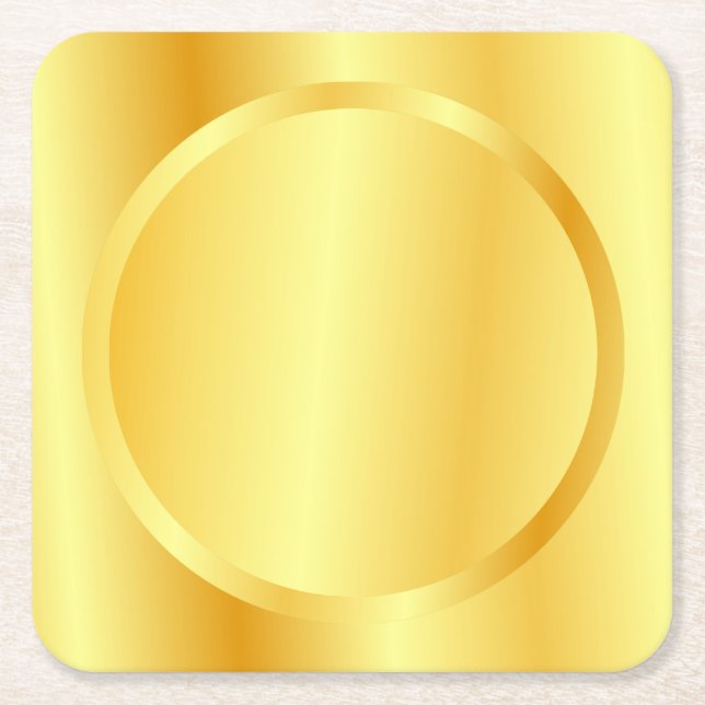 Porta-copo De Papel Quadrado Glamoroso, Dourado, metálico, Vazio elegante (Frente)