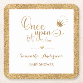 Porta-copo De Papel Quadrado Glitter Dourada Princesa Uma Vez Em Um Chá de fral