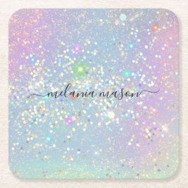 Porta-copo De Papel Quadrado Glitter Holográfico Glitter Elegante Sparkles
