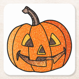 Porta-copo De Papel Quadrado Glitter Jack O'Lantern