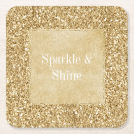 Porta-copo De Papel Quadrado Glitter Sparkle Dourado