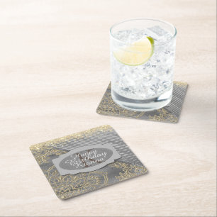 Porta-copo De Papel Quadrado Glittery Chic Mandala Monographic