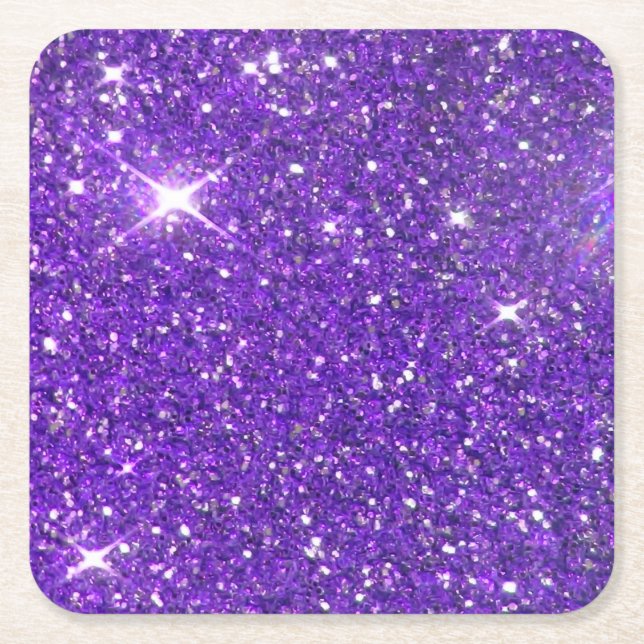 Porta-copo De Papel Quadrado Glitz Sparkling do brilho do roxo na moda (Frente)