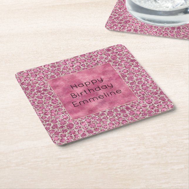 Porta-copo De Papel Quadrado Glitzy Glam Glitter Glitter Leopard (Inclinado)